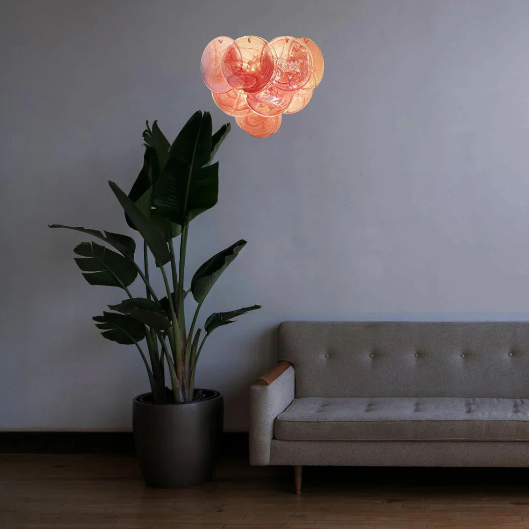 Pink Vintage Murano Glass Wall Lamp 13.4"