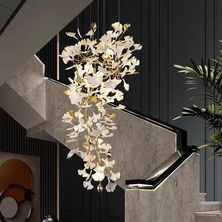 David Porcelain Linear Gold Chandelier