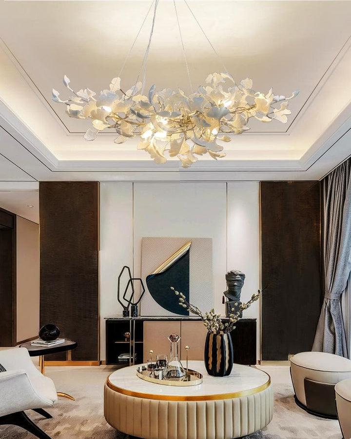 David Porcelain Linear Gold Chandelier