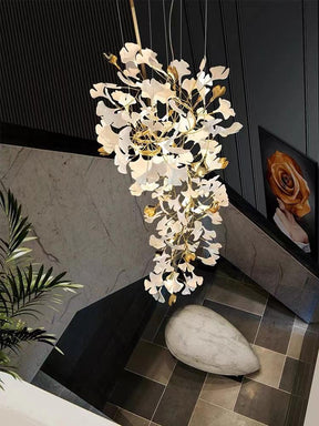 David Porcelain Linear Gold Chandelier