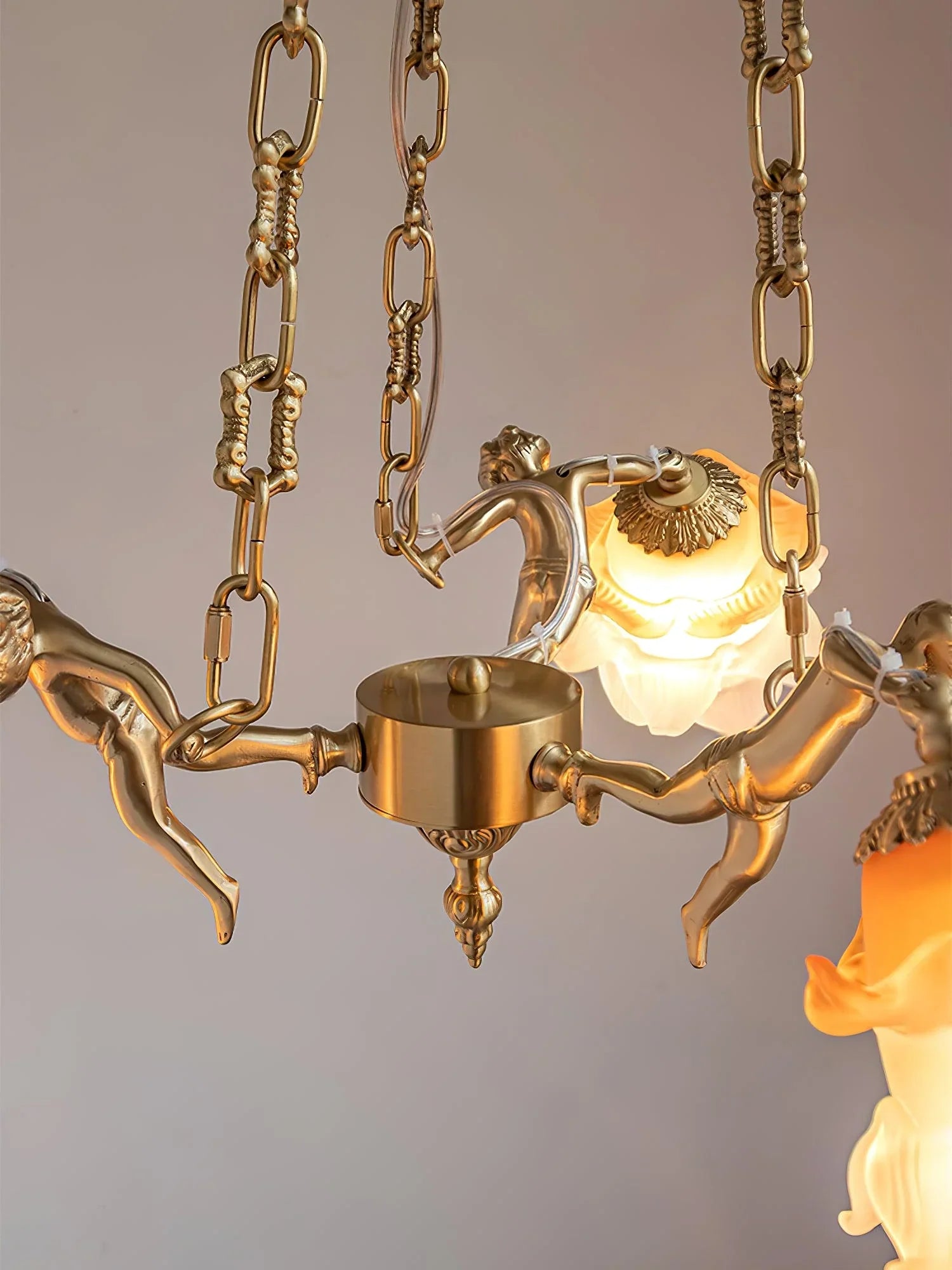 Flora Putti Statuettes Brass Suspension