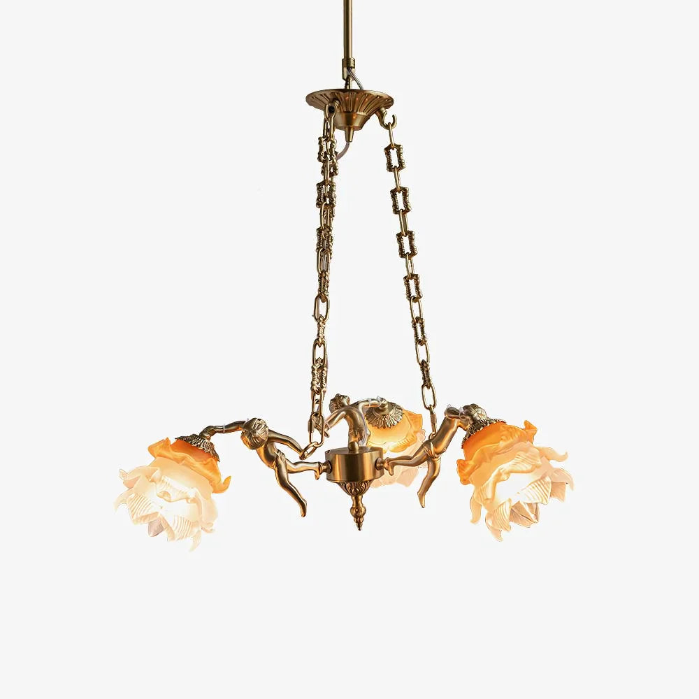 Flora Putti Statuettes Brass Suspension