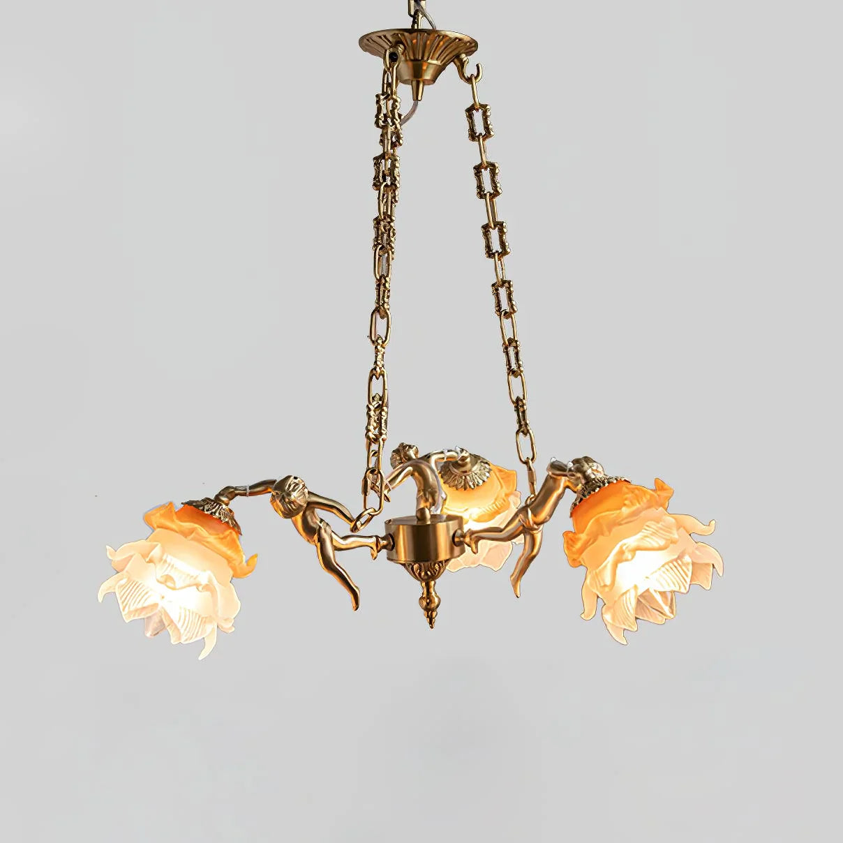 Flora Putti Statuettes Brass Suspension