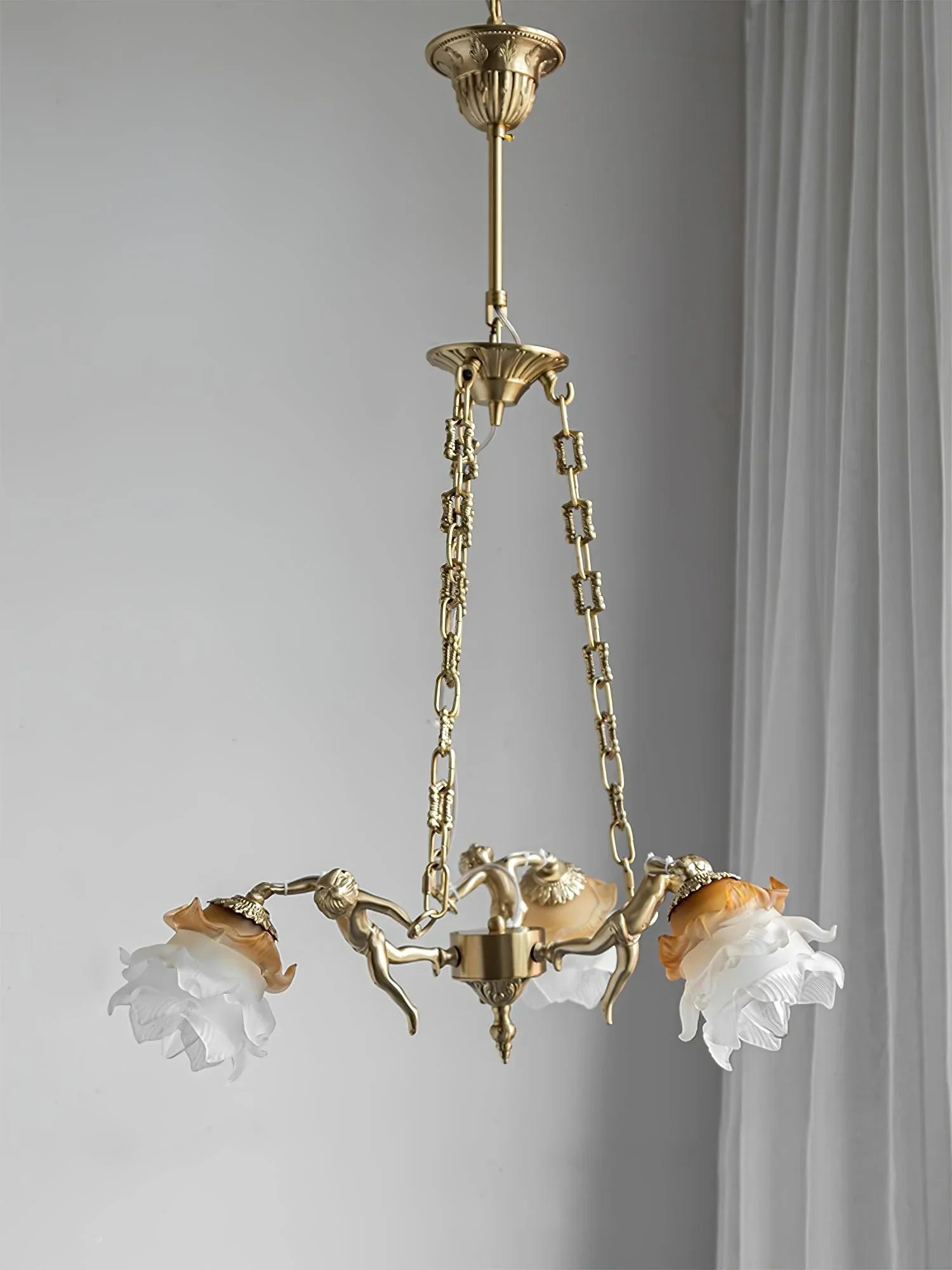 Flora Putti Statuettes Brass Suspension