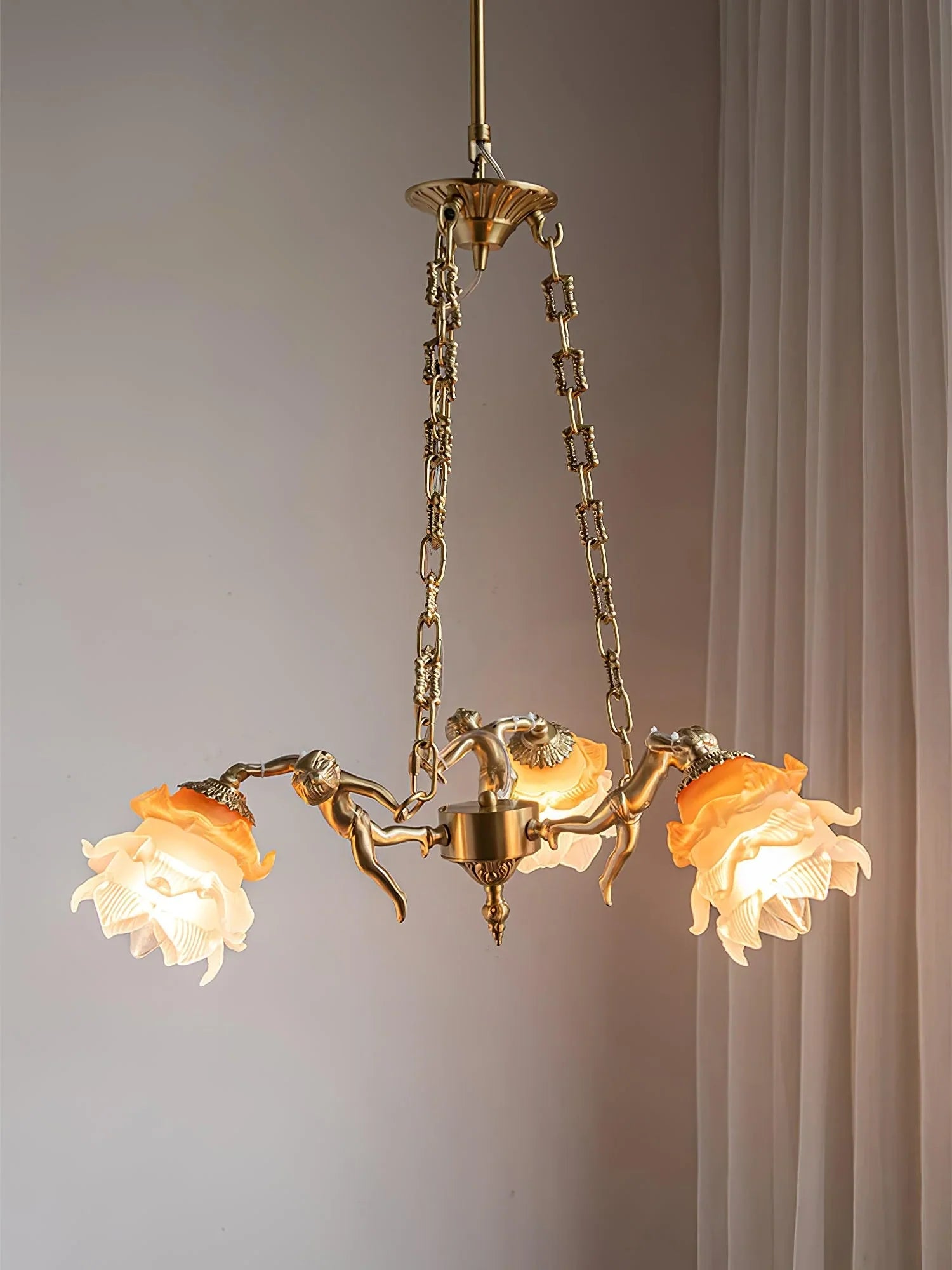 Flora Putti Statuettes Brass Suspension