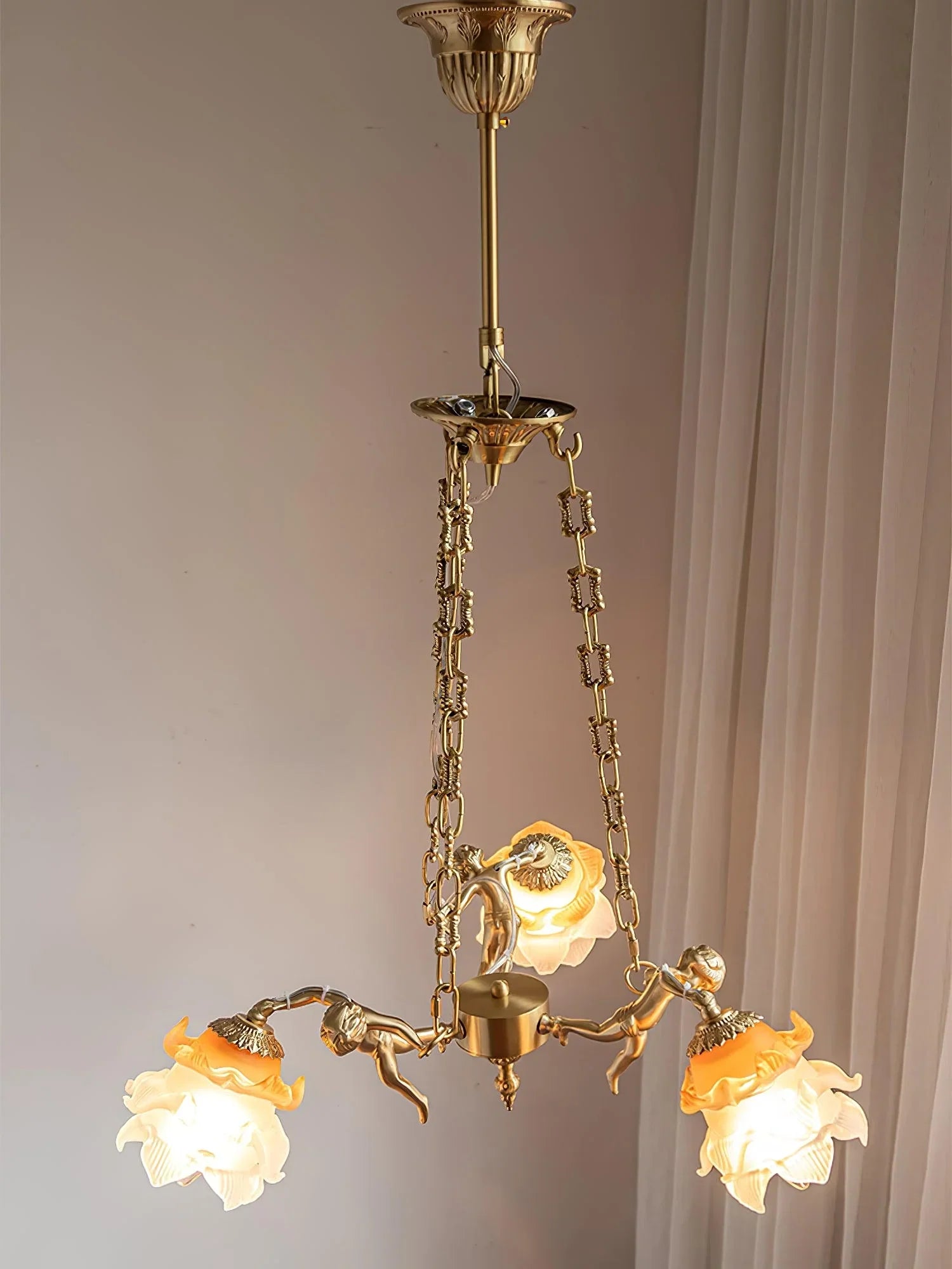 Flora Putti Statuettes Brass Suspension