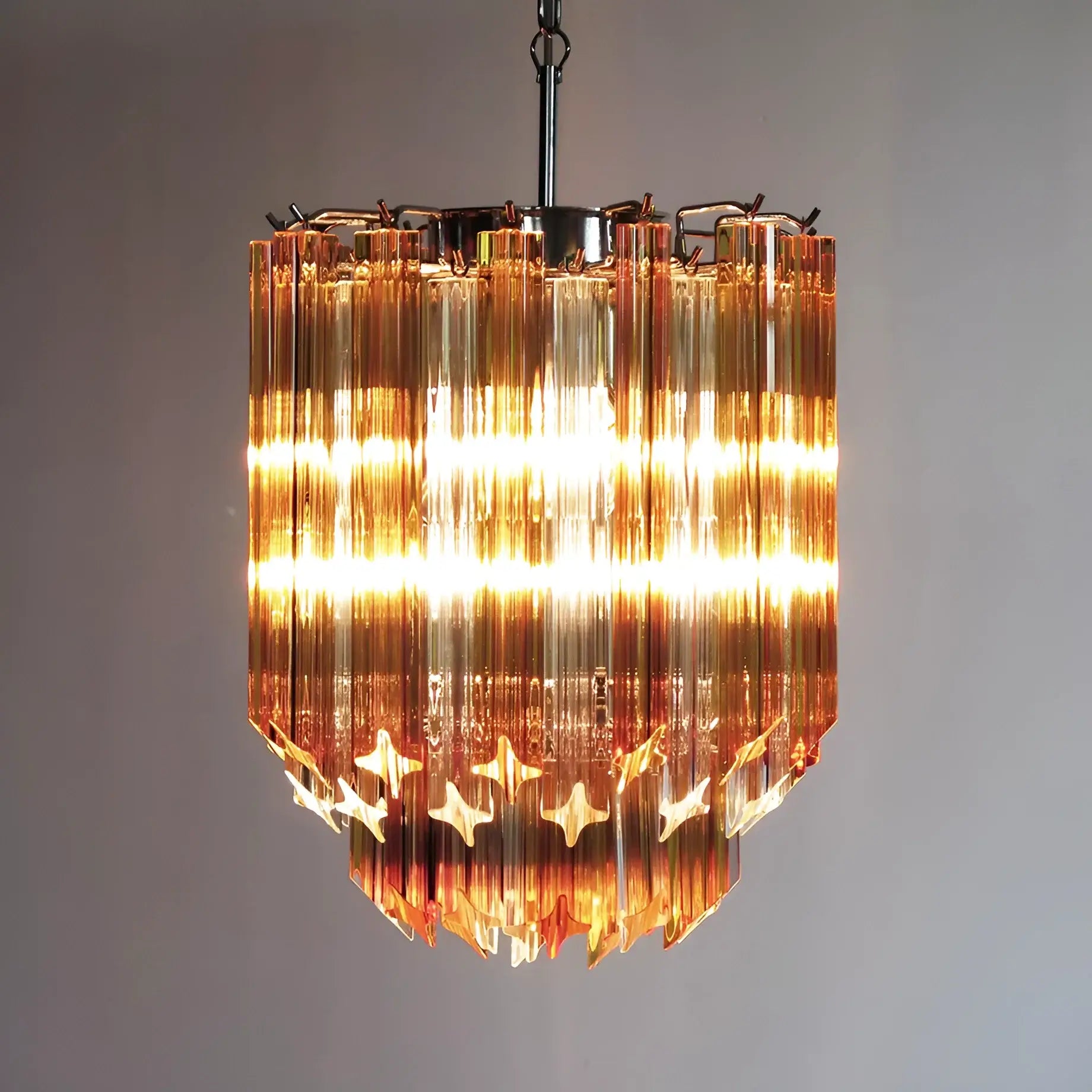 Quadriedri Murano Prisms Amber Transparent Chandelier