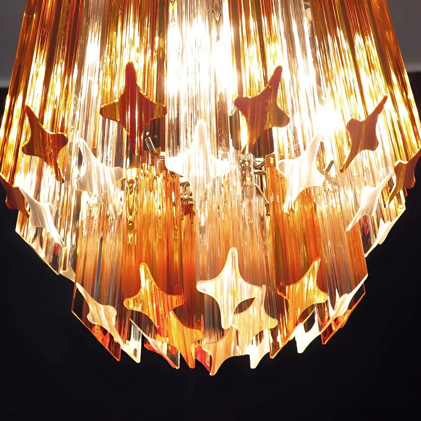 Quadriedri Murano Prisms Amber Transparent Chandelier