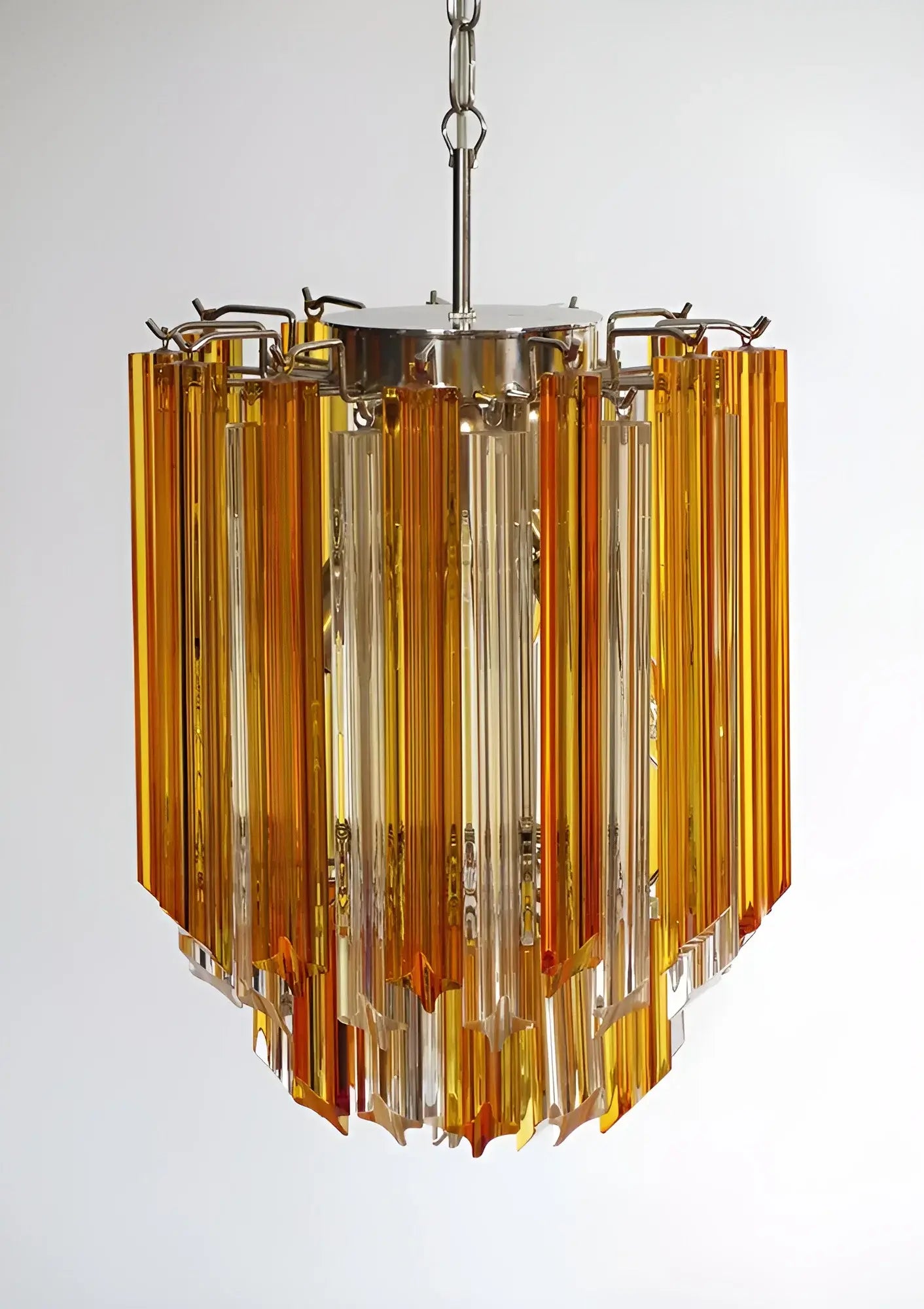 Quadriedri Murano Prisms Amber Transparent Chandelier