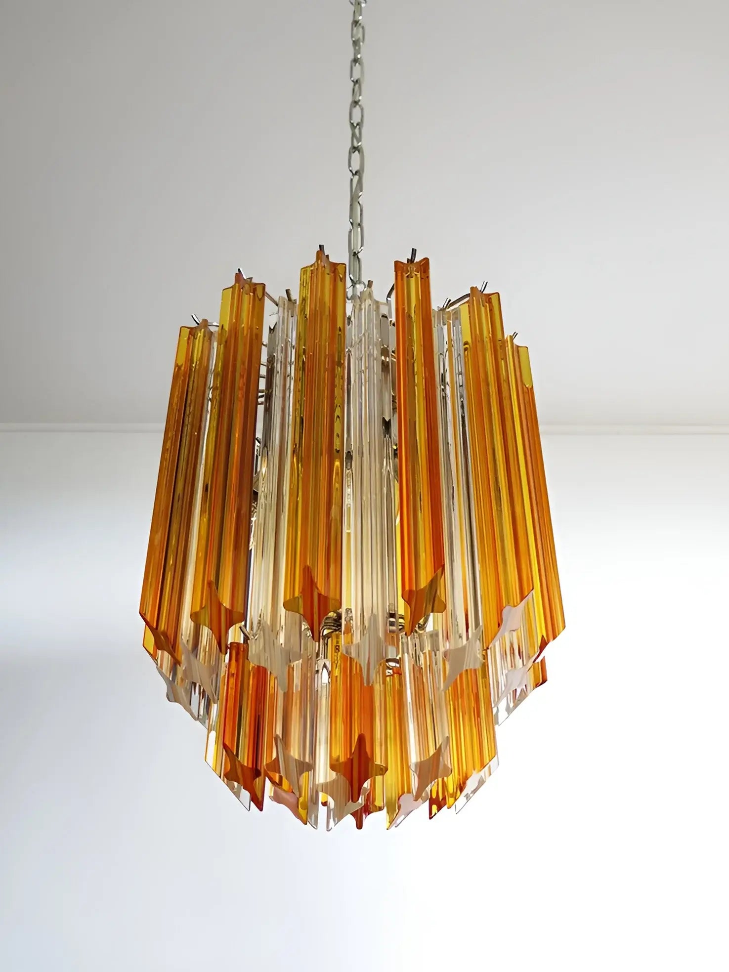 Quadriedri Murano Prisms Amber Transparent Chandelier