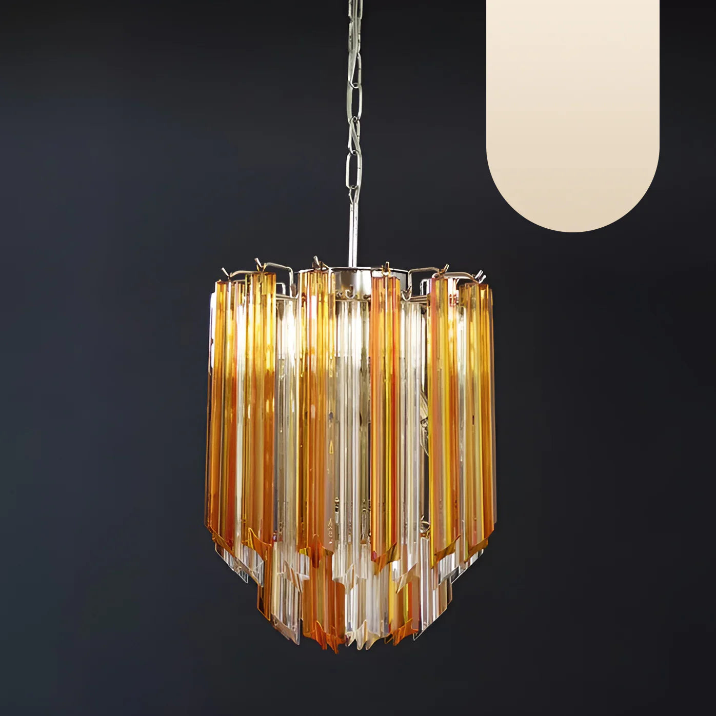 Quadriedri Murano Prisms Amber Transparent Chandelier