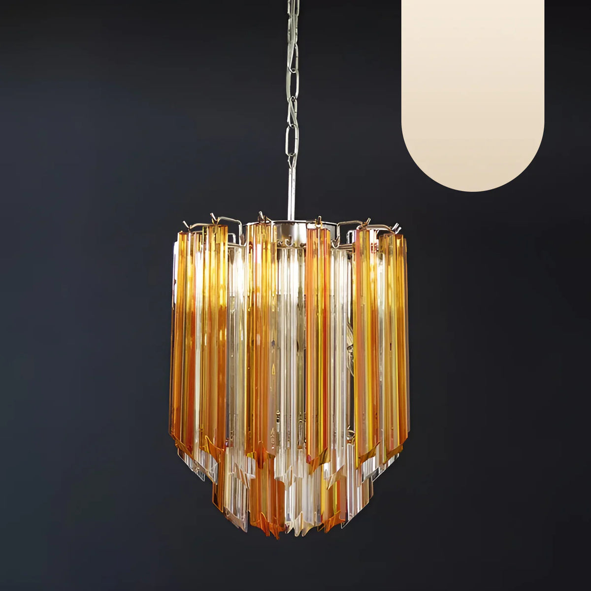 Quadriedri Murano Prisms Amber Transparent Chandelier