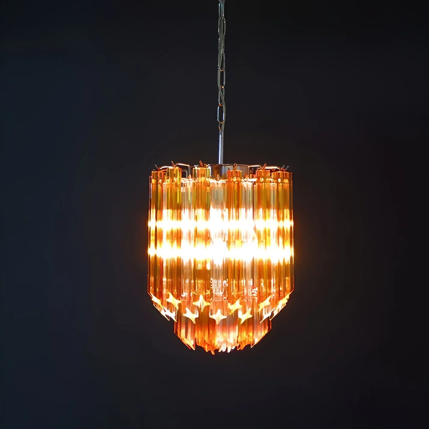 Quadriedri Murano Prisms Amber Transparent Chandelier