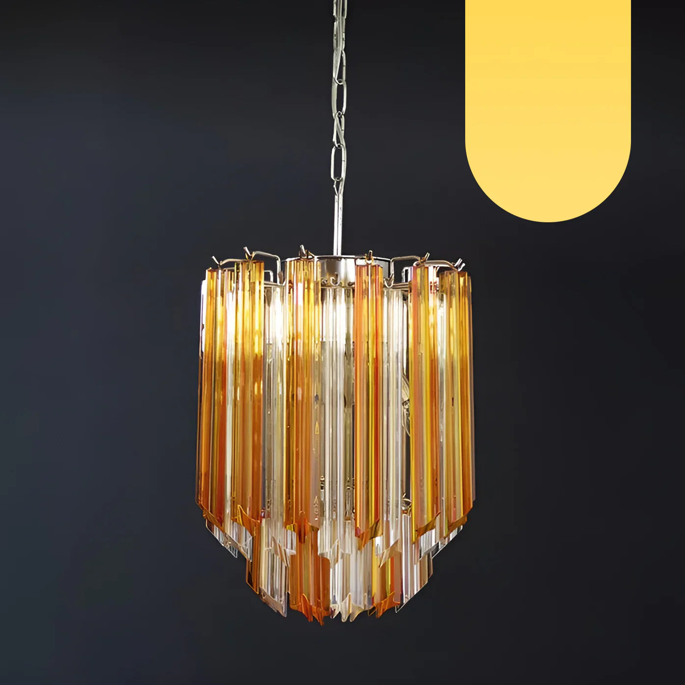 Quadriedri Murano Prisms Amber Transparent Chandelier