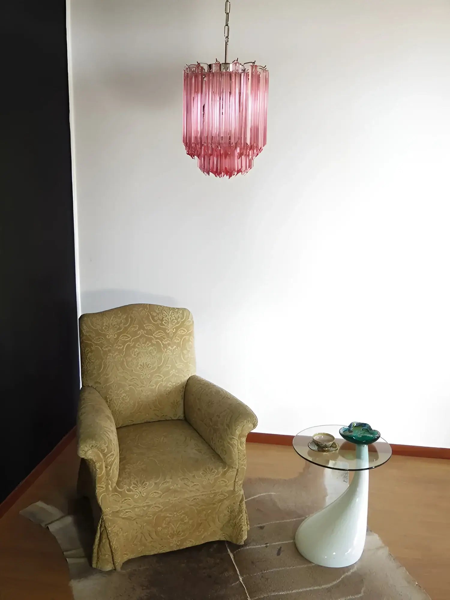 Quadriedri Murano Prisms Pink Chandelier