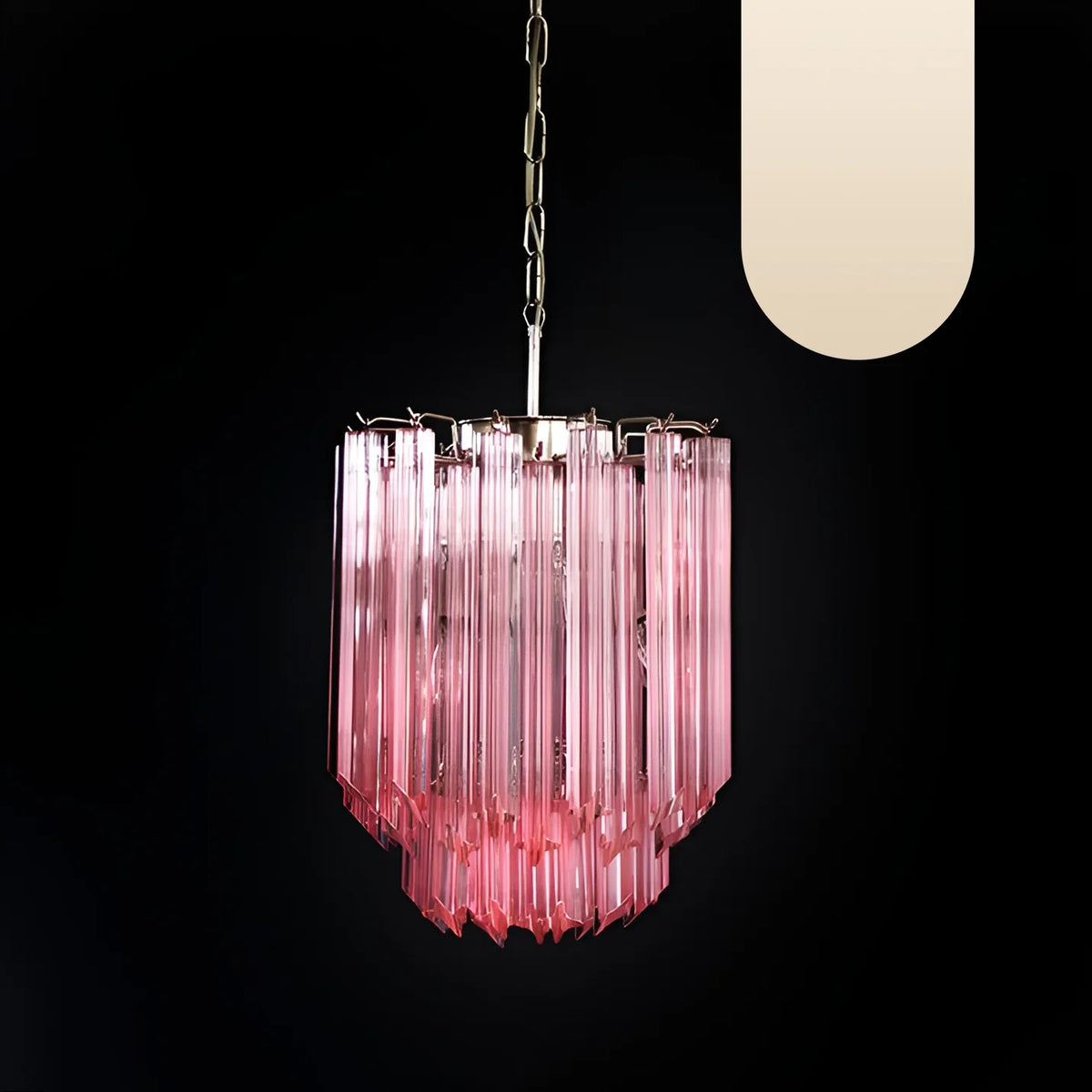 Quadriedri Murano Prisms Pink Chandelier