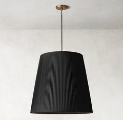 REED BLACK PLEATED BARREL PENDANT 25"