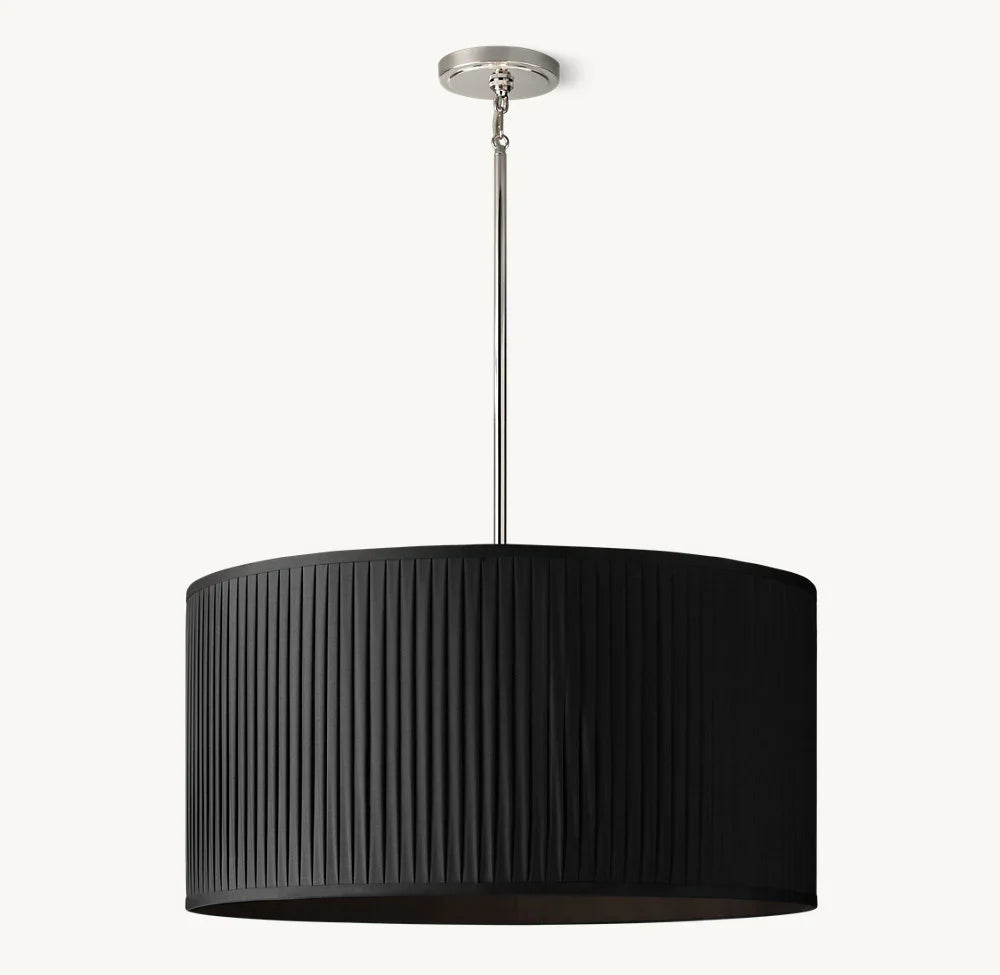 REED BLACK PLEATED DRUM PENDANT