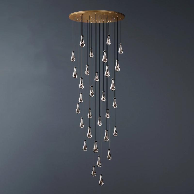 Raindrop Round Long High Ceiling Chandelier Light D60"