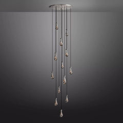 Raindrop Round Long High Ceiling Chandelier Light D36''