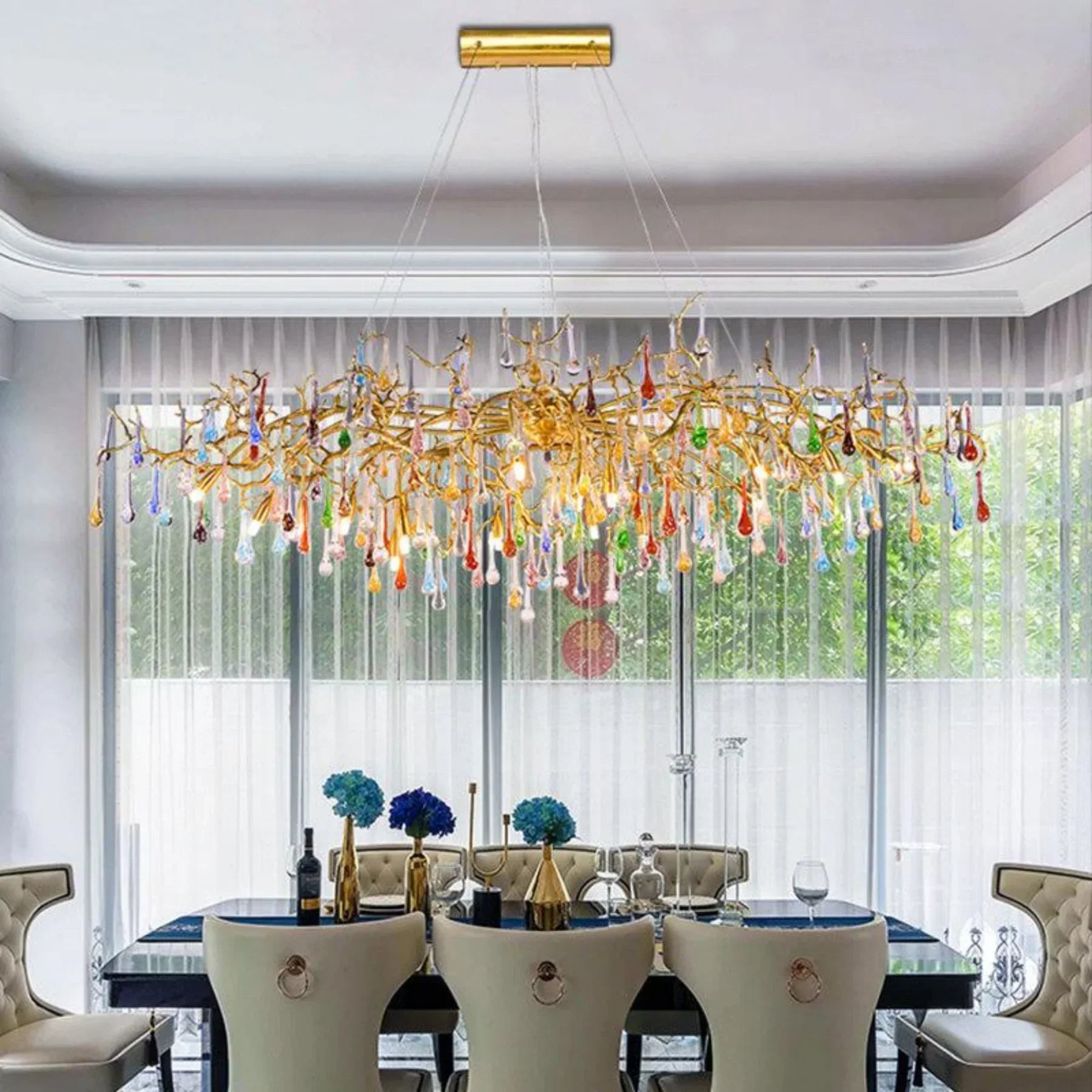 Teardrop Colorful Crystal Dining Branch Chandelier