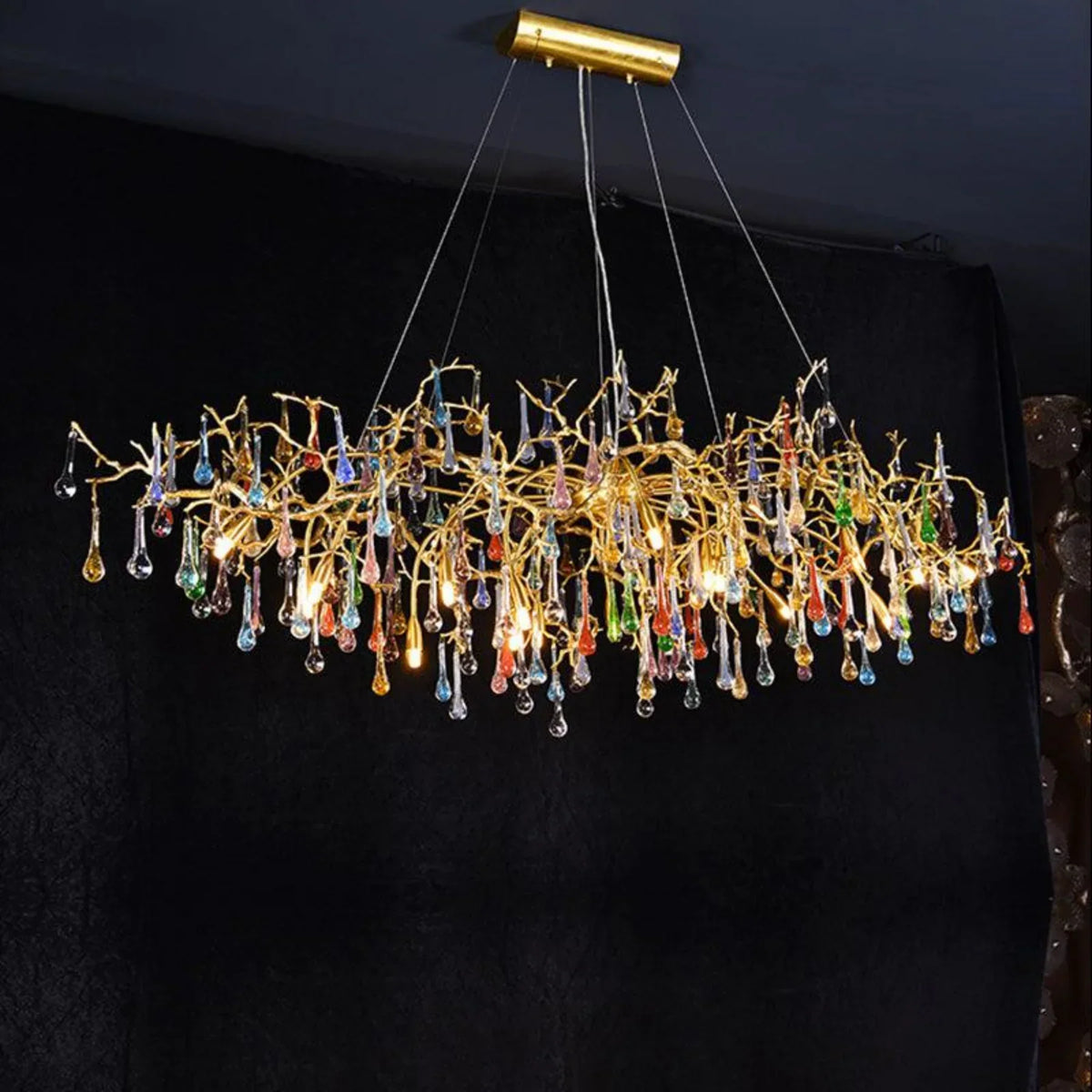 Teardrop Colorful Crystal Dining Branch Chandelier