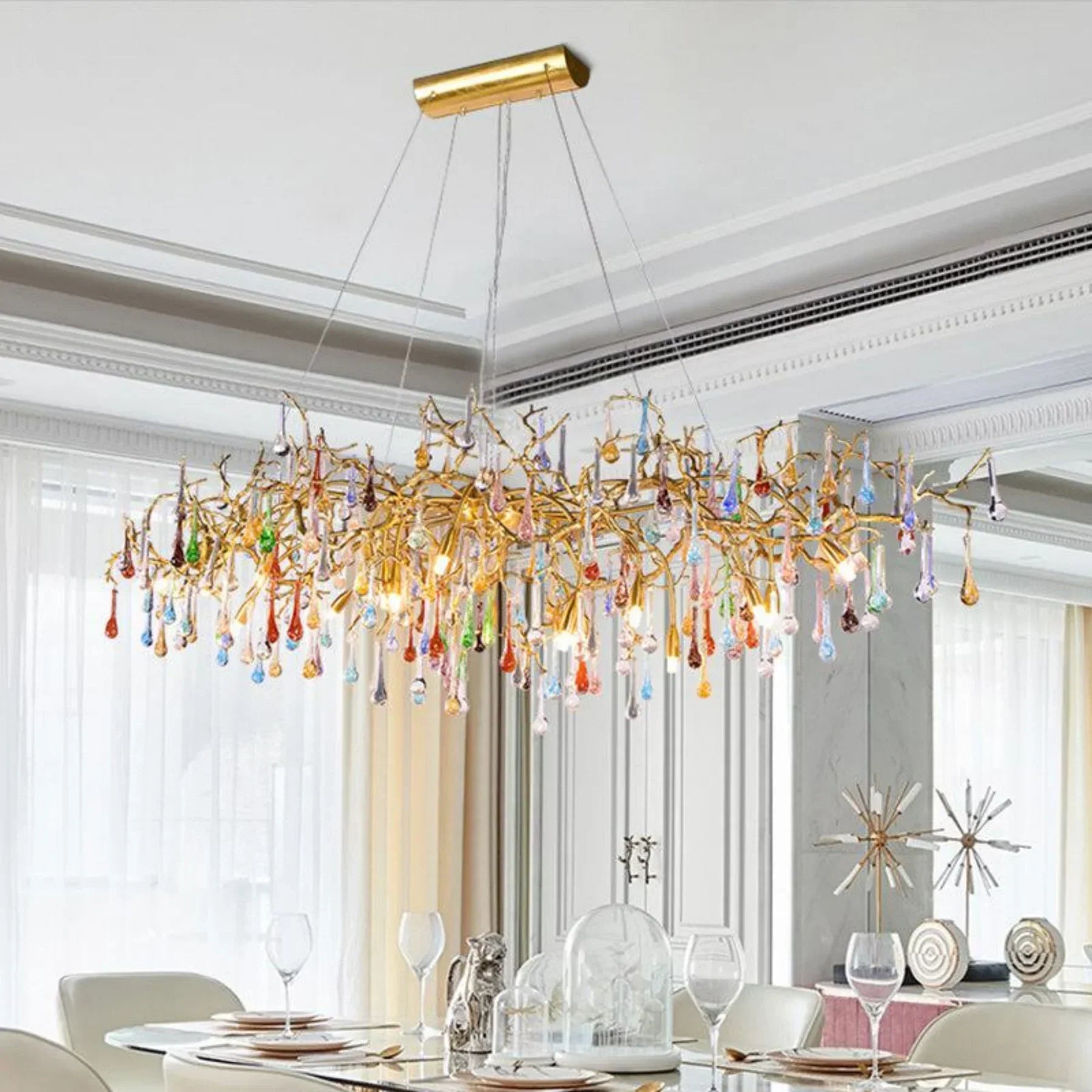 Teardrop Colorful Crystal Dining Branch Chandelier