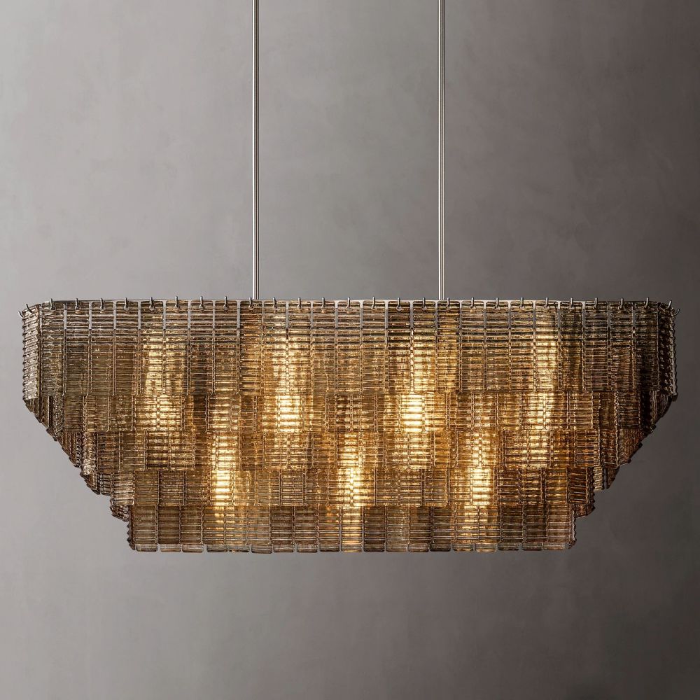 Sirens Glass Rectangular Chandelier 77"