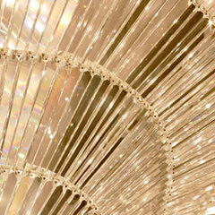 Round flush mount crystal chandelier