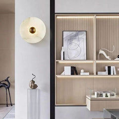 Egwent Dish Round Alabaster Wall Sconce