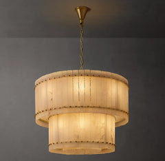 San Marco Alabaster Round Tiered Chandelier 37"