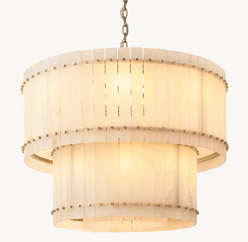 San Marco Alabaster Round Tiered Chandelier 37"