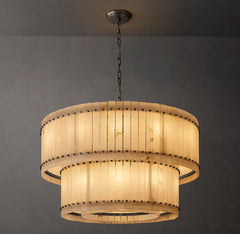 San Marco Alabaster Round Tiered Chandelier 48"