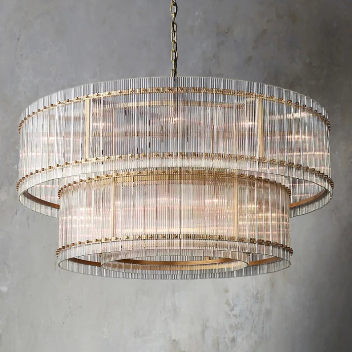 San Marco Handmade Glass 2-Tier Round Chandelier 60"