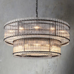 San Marco Handmade Glass 2-Tier Round Chandelier 60"