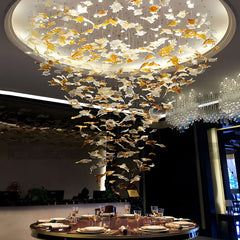 Maple Leaf Round and Rectangular Crystal Chandelier
