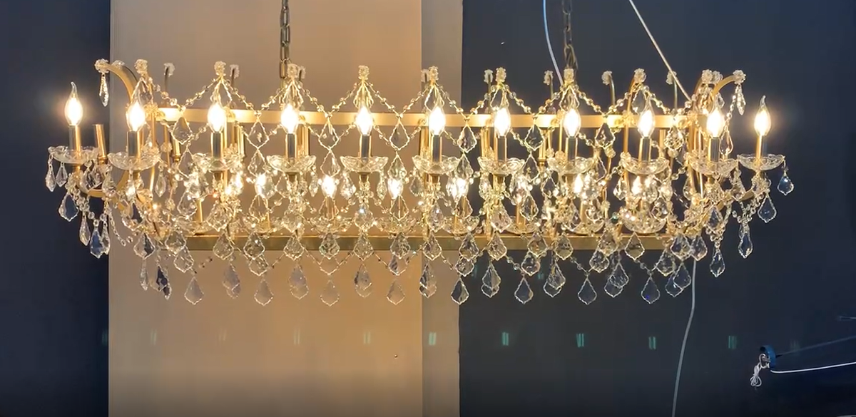 Roococo crystal Rectangular chandelier 63"