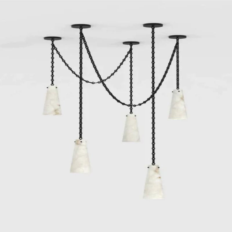 Steven Contemporary Alabaster Chandelier,5-Light Vintage Alabaster Pendant Cluster