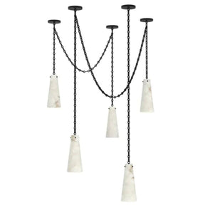 Steven Contemporary Alabaster Chandelier,5-Light Vintage Alabaster Pendant Cluster