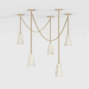 Steven Contemporary Alabaster Chandelier,5-Light Vintage Alabaster Pendant Cluster