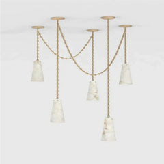 Steven Contemporary Alabaster Chandelier,5-Light Vintage Alabaster Pendant Cluster