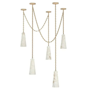 Steven Contemporary Alabaster Chandelier,5-Light Vintage Alabaster Pendant Cluster