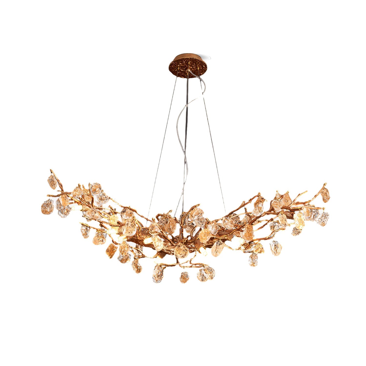 Gold Leaf Crystal Brass Chandelier