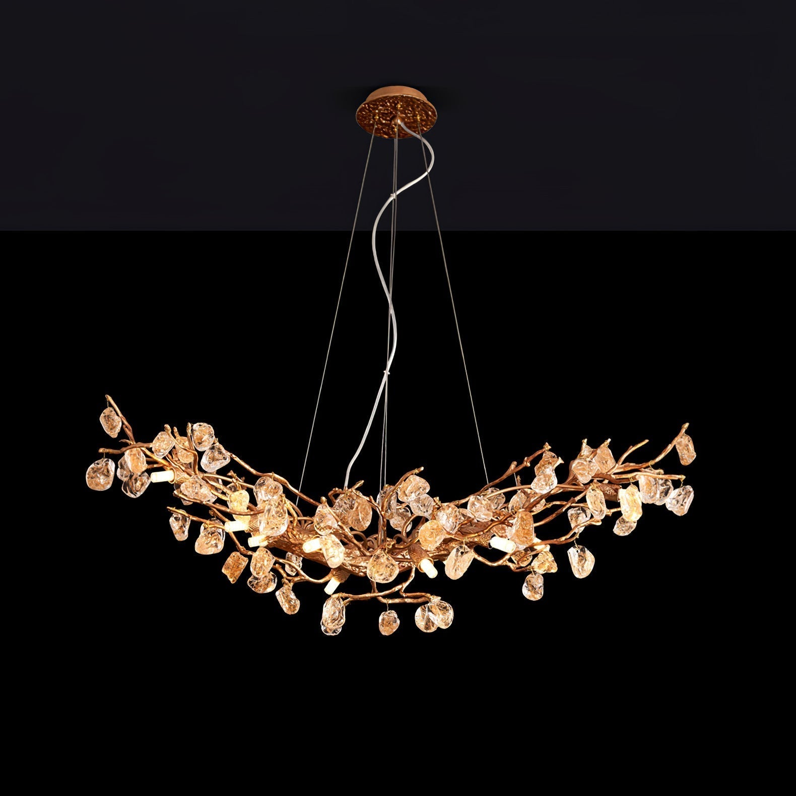 Gold Leaf Crystal Brass Chandelier