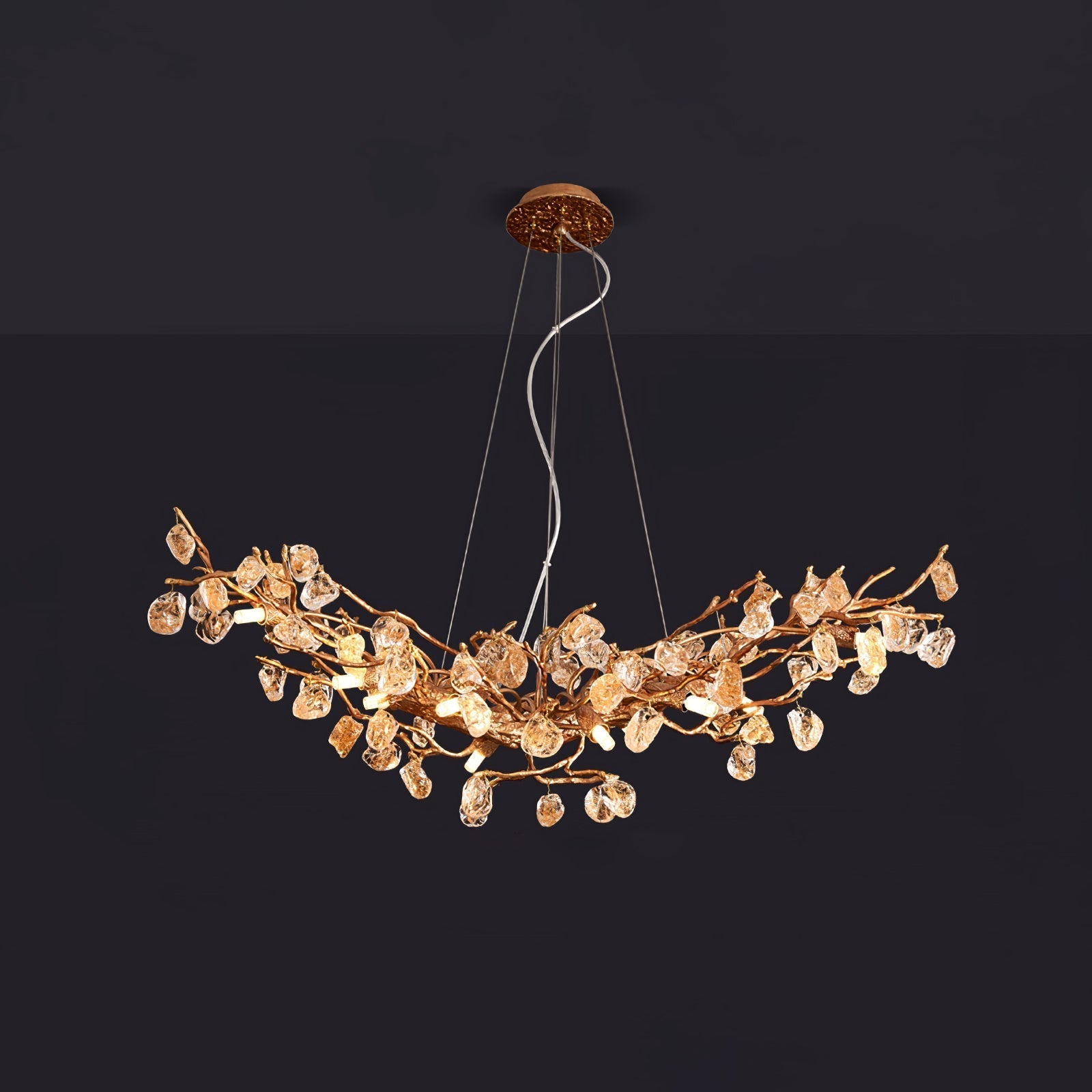 Gold Leaf Crystal Brass Chandelier