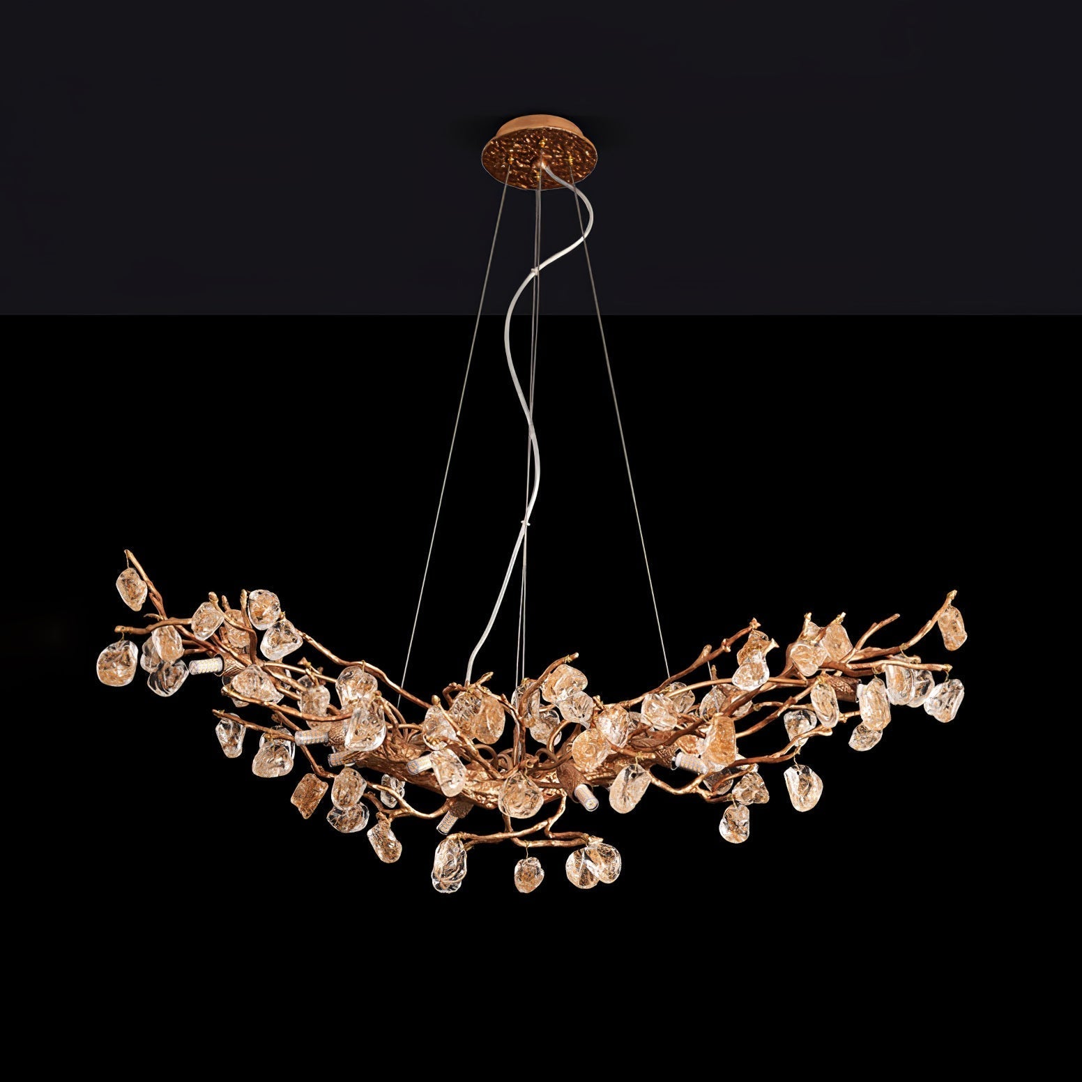 Gold Leaf Crystal Brass Chandelier
