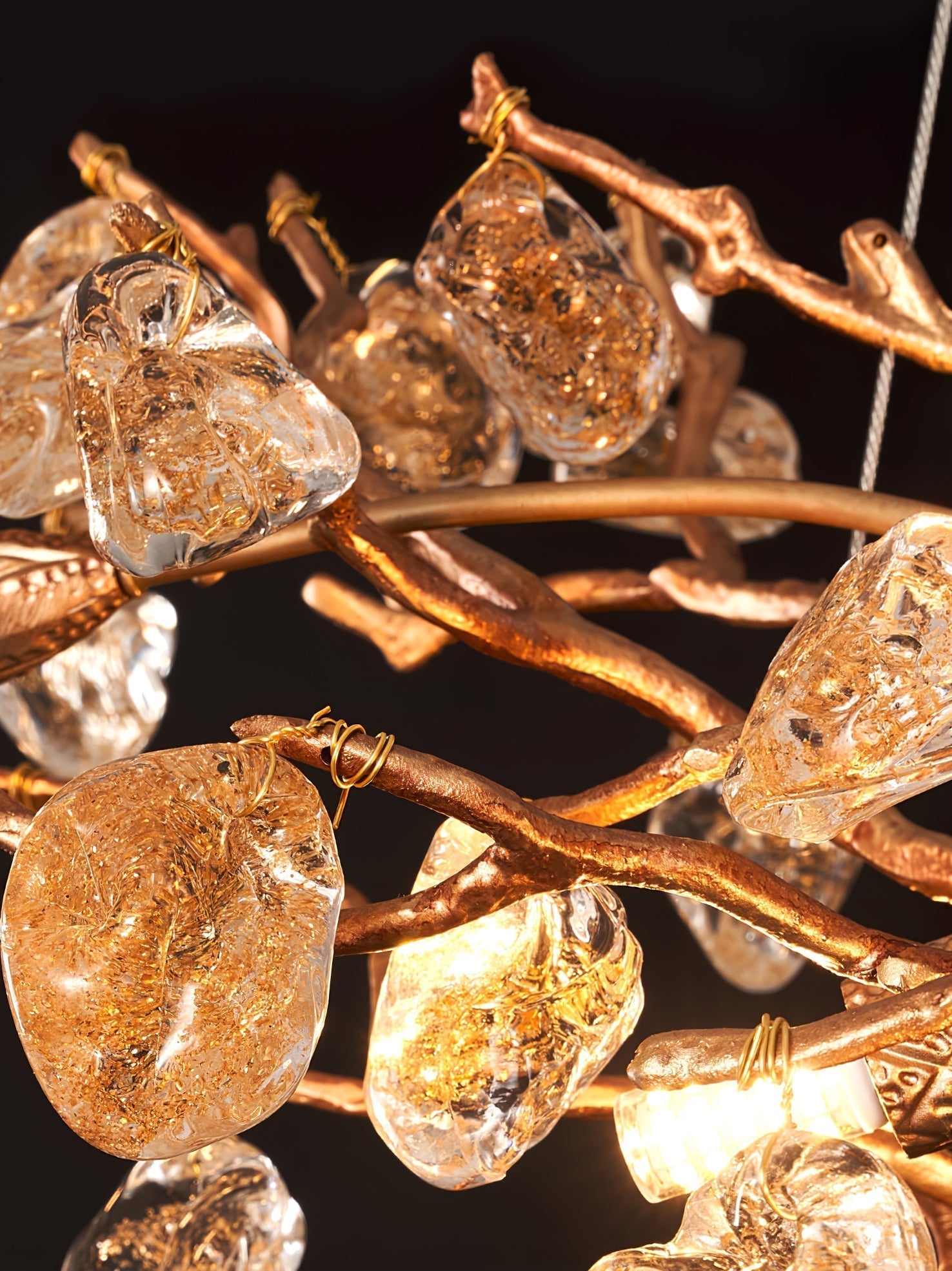 Gold Leaf Crystal Brass Chandelier