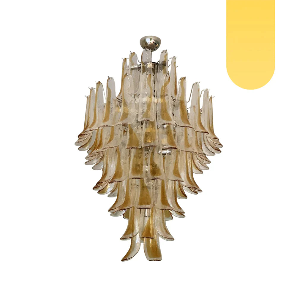 Stunning Murano Amber Glass Petals Chandelier 31.5"