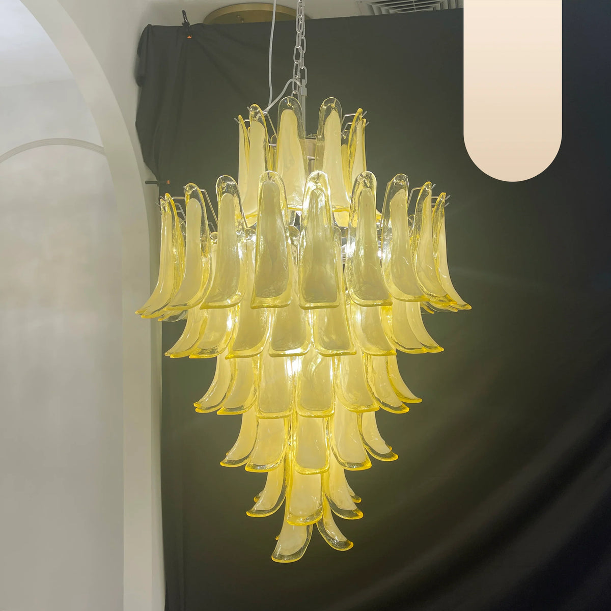 Stunning Murano Caramel Glass Petals Chandelier 31.5"
