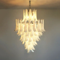 Stunning Murano White Glass Petals Chandelier 31.5"